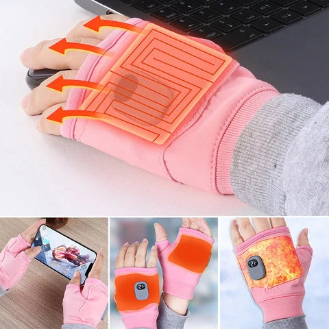Fingerless Heated Gloves Rechargeable Three Heat Settings