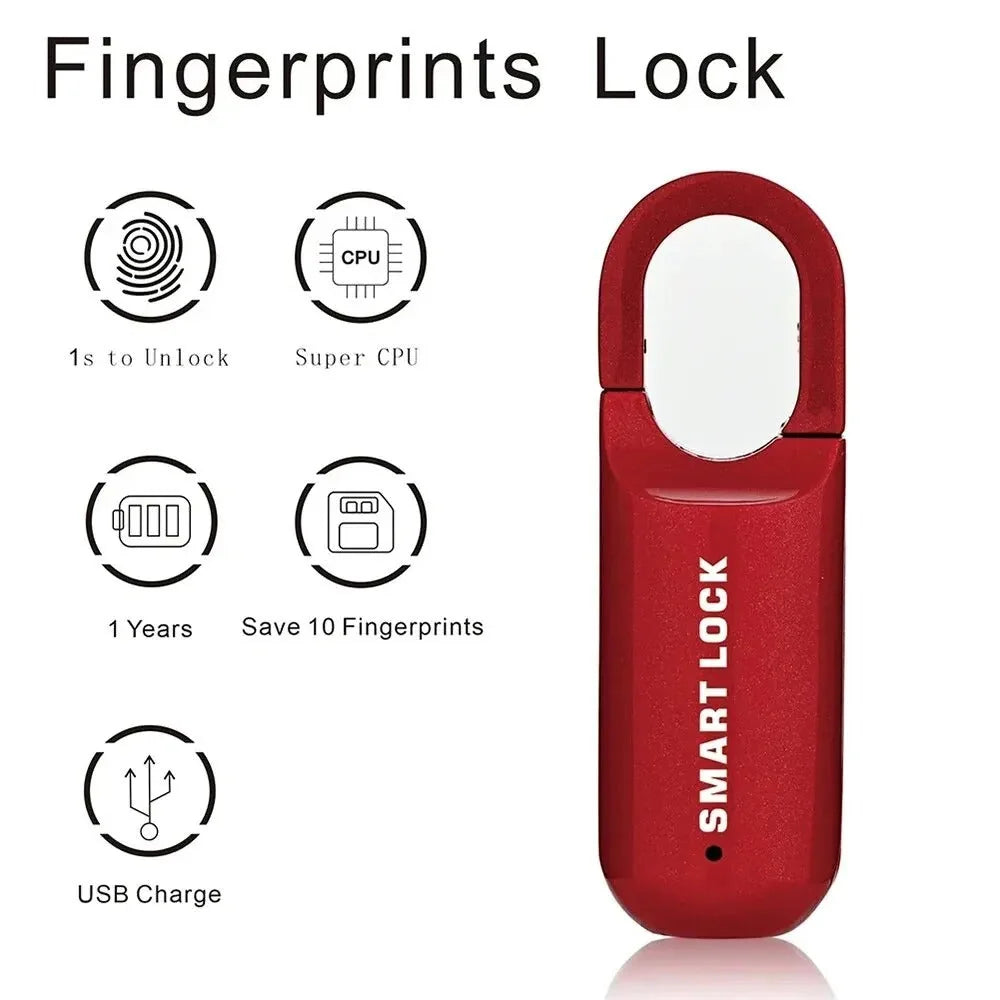 Fingerprint Padlock 0.2s Fast Unlock Zinc Alloy Body