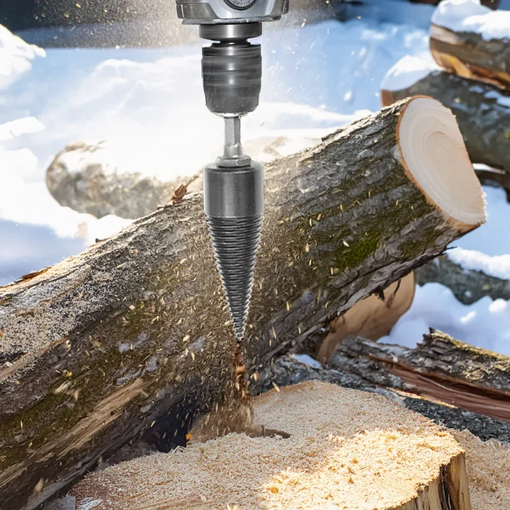 Firewood Splitter Drill Bit High-Carbon Steel Interchangeable Handles