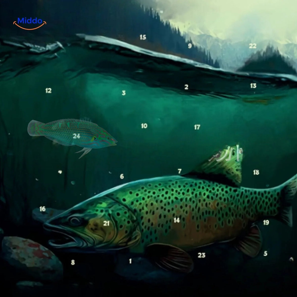 Fishing Advent Calendar 24 Accessories Reusable Wall Hanging