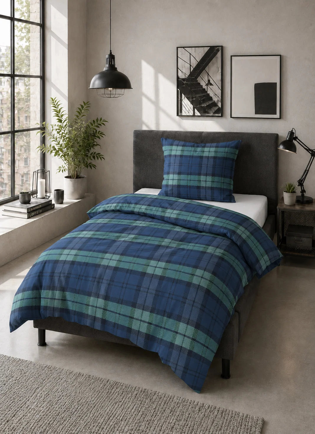 Flannel Bedding 100% Cotton Double-Brushed Tartan Check