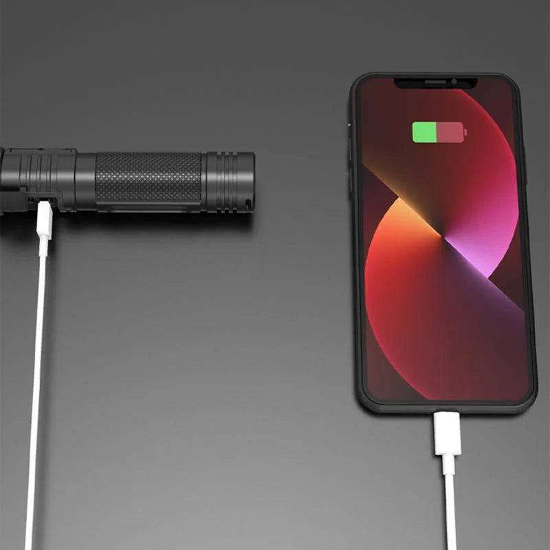 Flashlight Rechargeable Adjustable Zoom with Power Bank Function