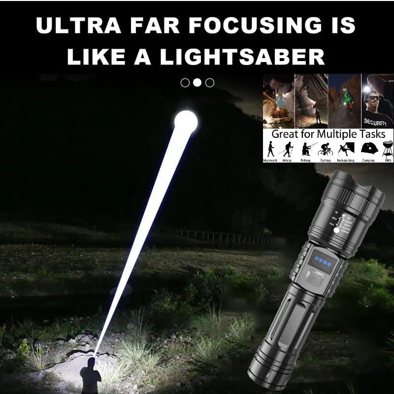 Flashlight Rechargeable Adjustable Zoom with Power Bank Function