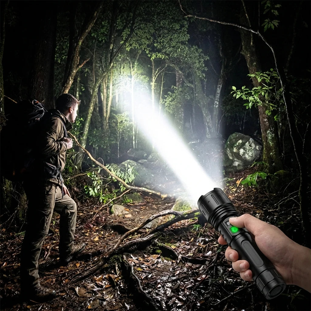 Flashlight Rechargeable USB-C Adjustable Focus 5 Modes LCD Display
