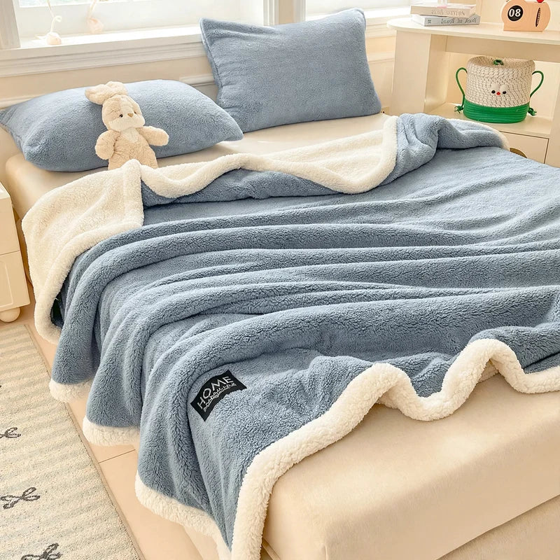Fleece Blanket Double-Layer Lambswool Soft & Warm