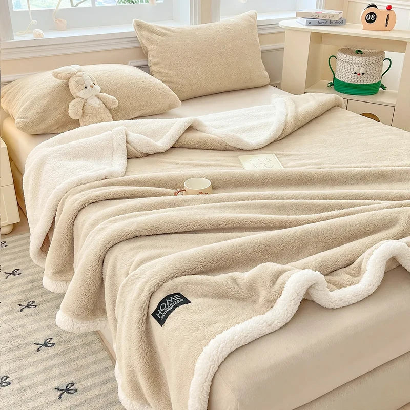 Fleece Blanket Double-Layer Lambswool Soft & Warm
