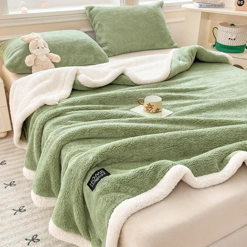 Fleece Blanket Double-Layer Lambswool Soft & Warm