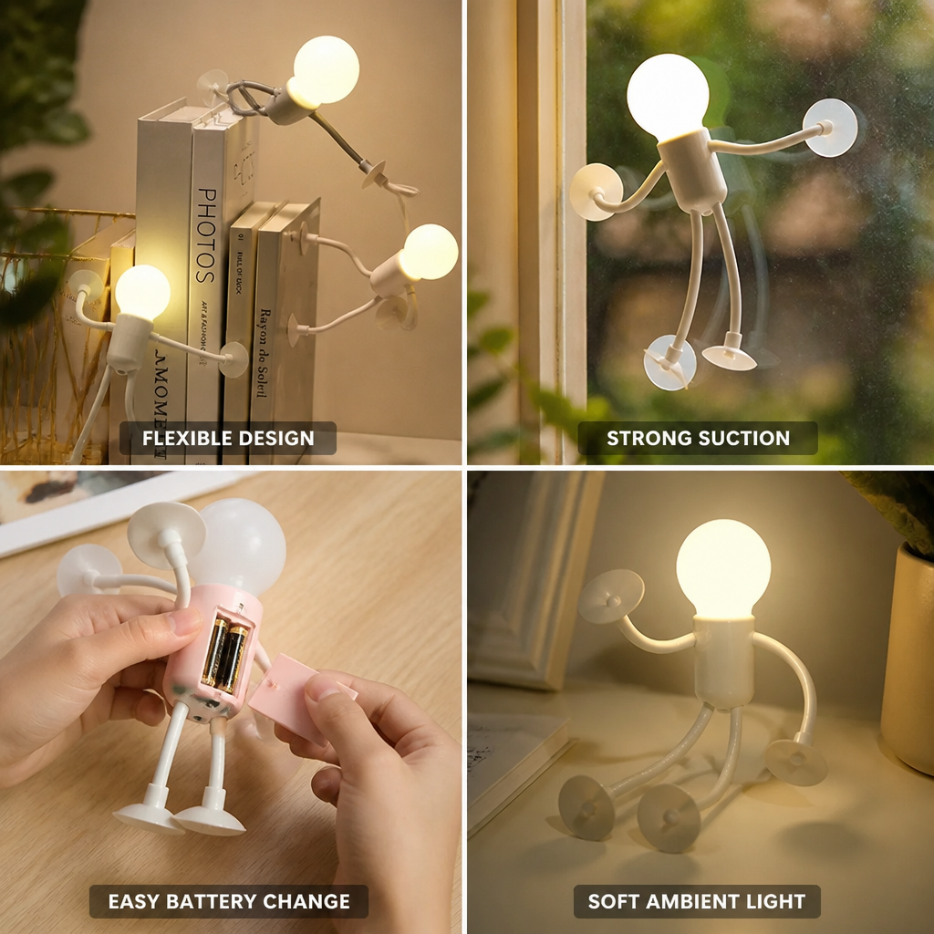 Flexible Poseable Suction-Cup Night Light (Battery-Operated)