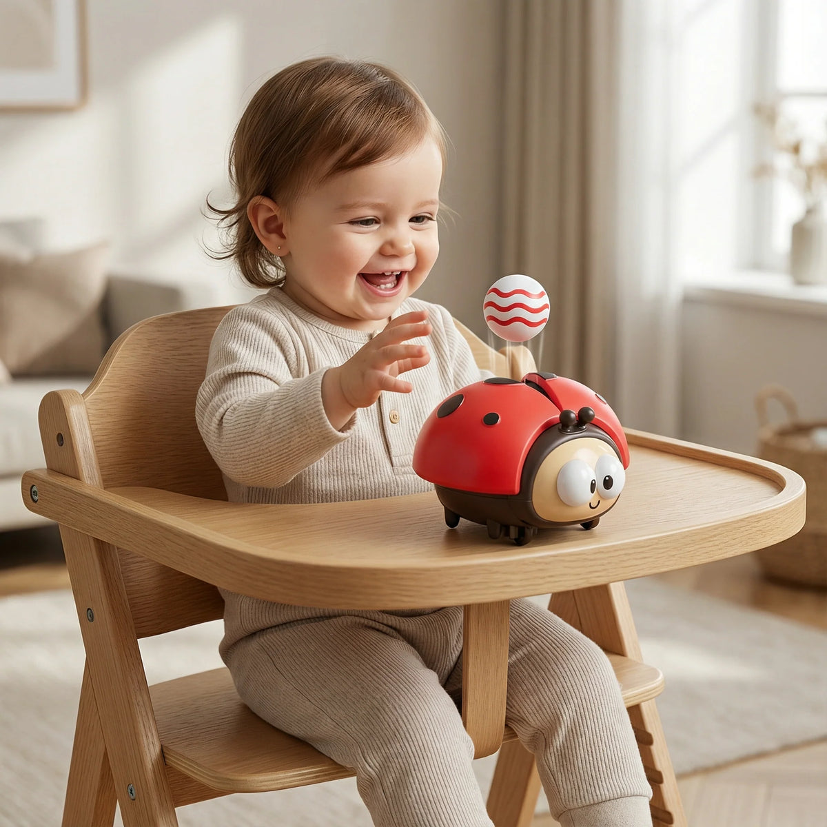 Floating Balloon Toy One-Button Battery-Powered Ladybug Design