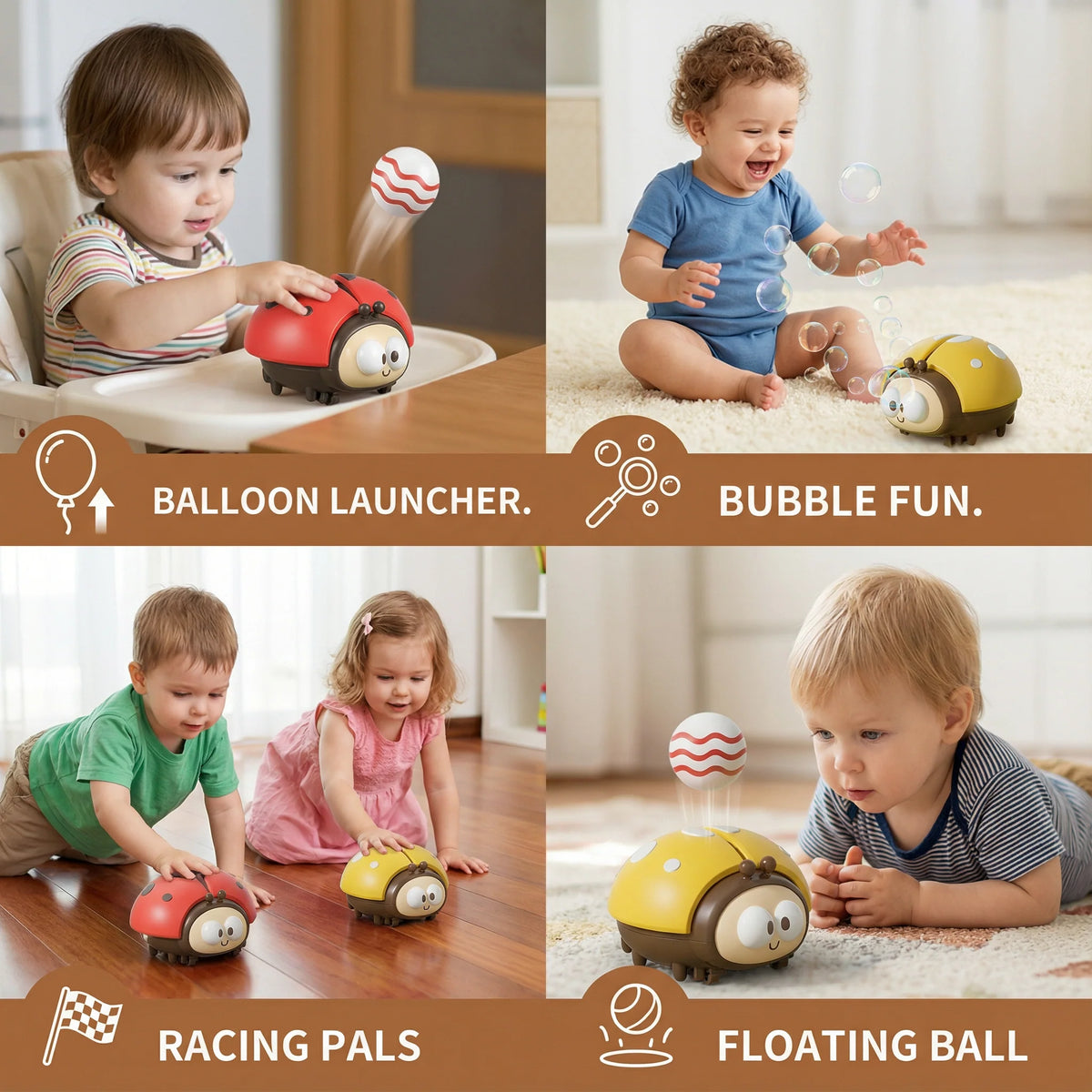 Floating Balloon Toy One-Button Battery-Powered Ladybug Design