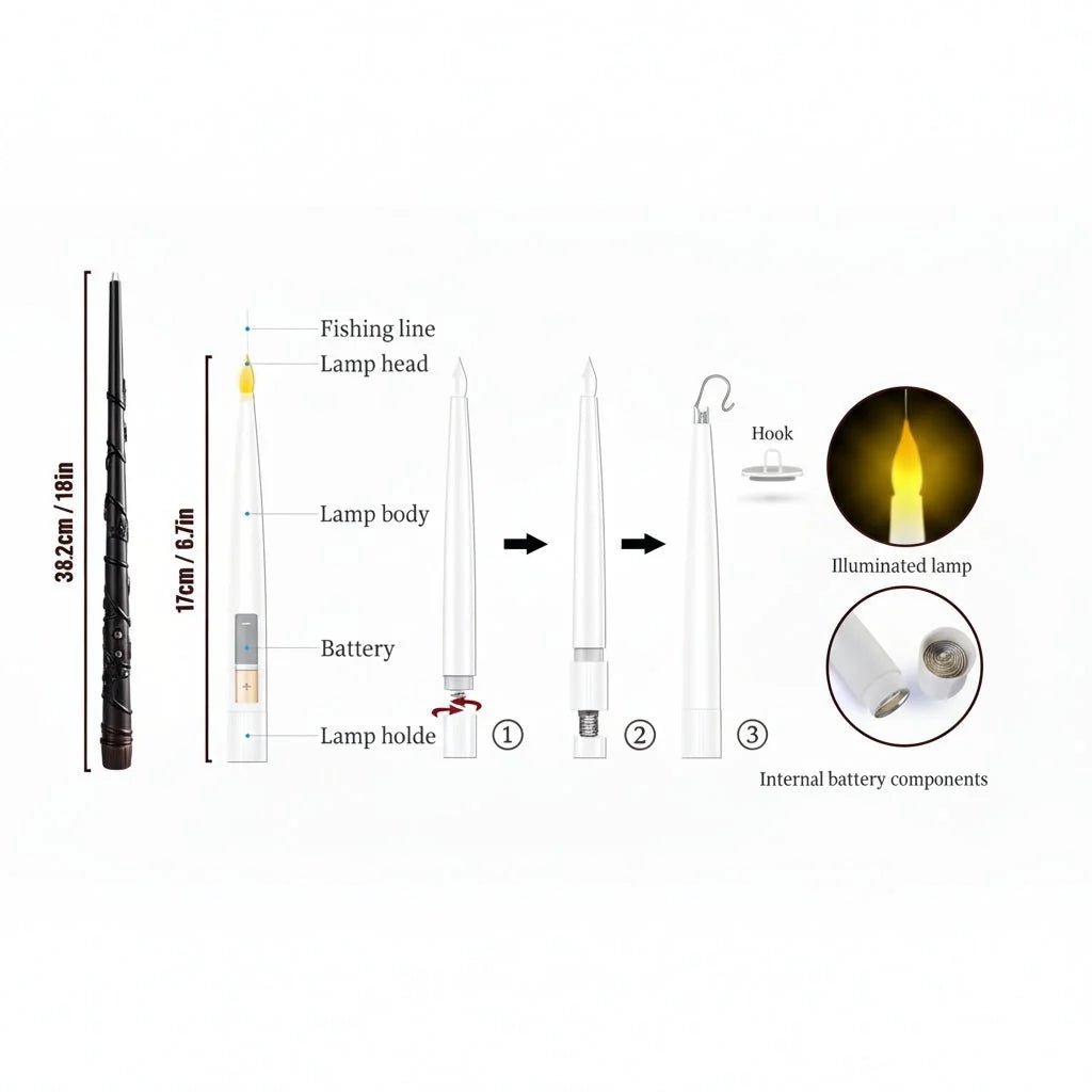 Floating Candles Flameless Flickering With Magic Wand Remote