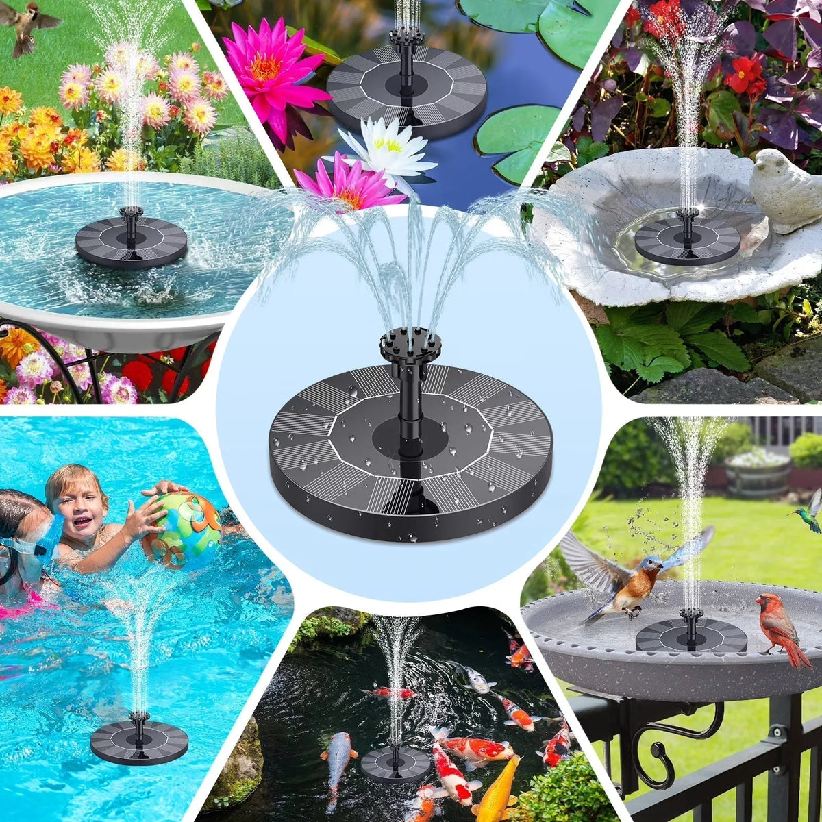 Floating Fountain Pump Solar-Powered & Interchangeable Nozzles