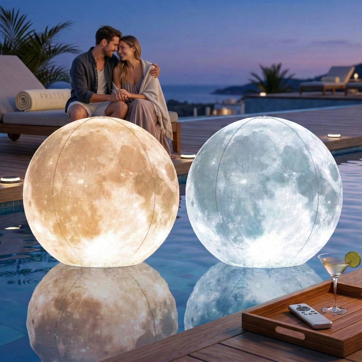 Floating Pool Light 14 Inch Full Moon Design Solar-Powered