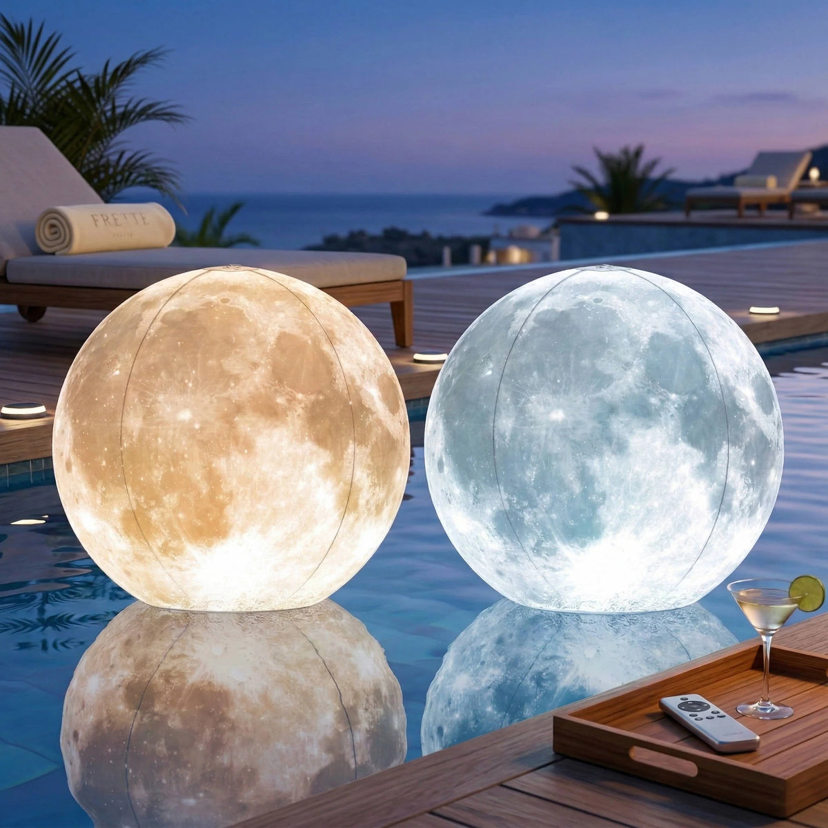 Floating Pool Light 14 Inch Full Moon Design Solar-Powered