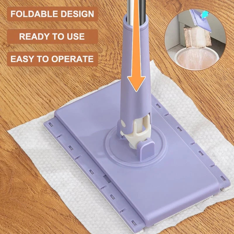 Floor Mop Hands-Free Cloth Switching 360 Degree Swivel