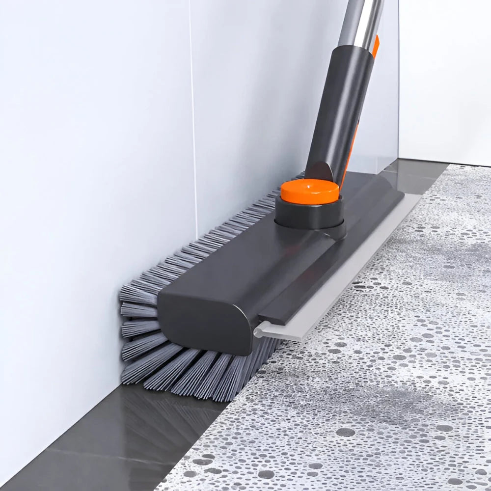 Floor Scrub Brush Long-Handle Pivoting Head & Stiff Bristles