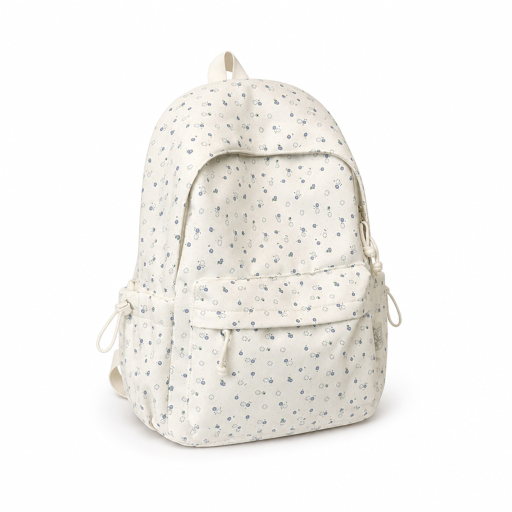 Floral Print Multi-Pocket School Backpack (Padded Straps)