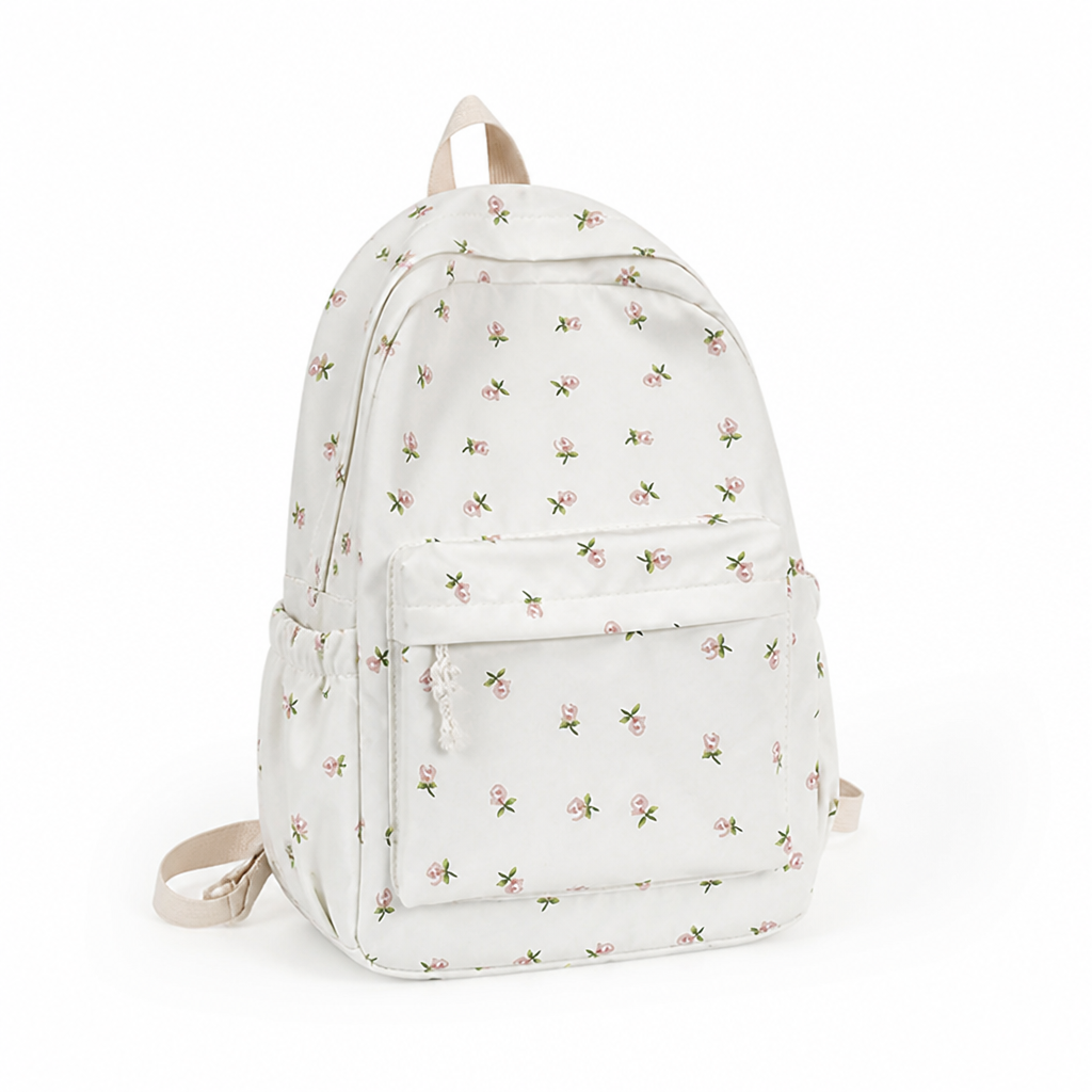 Floral Print Padded Straps & Multiple Pockets Backpack
