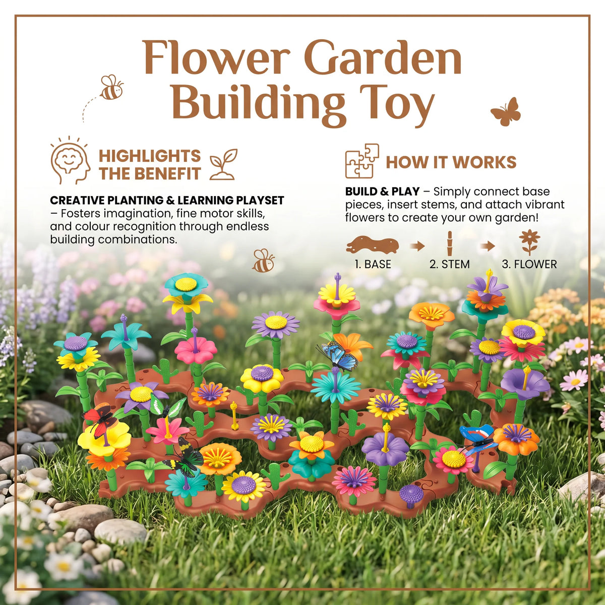 Flower Pegging Toy Colorful Garden Building Set