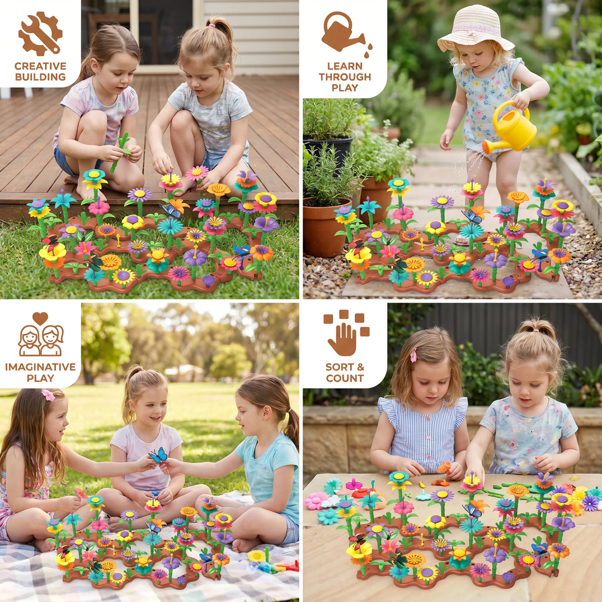 Flower Pegging Toy Colorful Garden Building Set