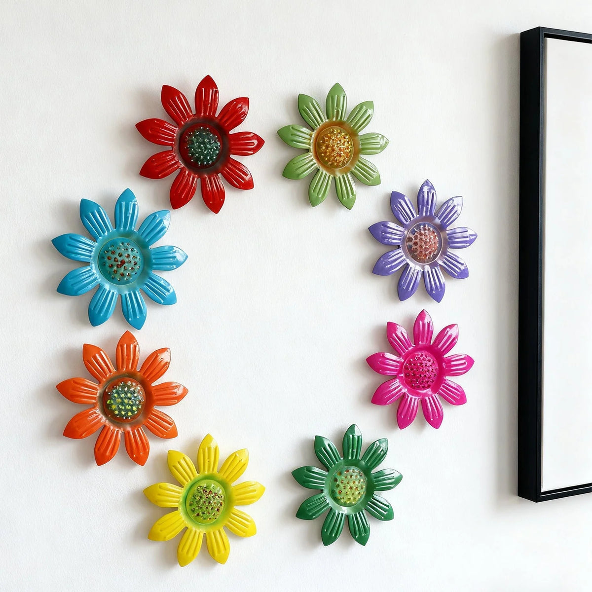 Flower Wall Decor Iron 3D Daisy Weather-Resistant
