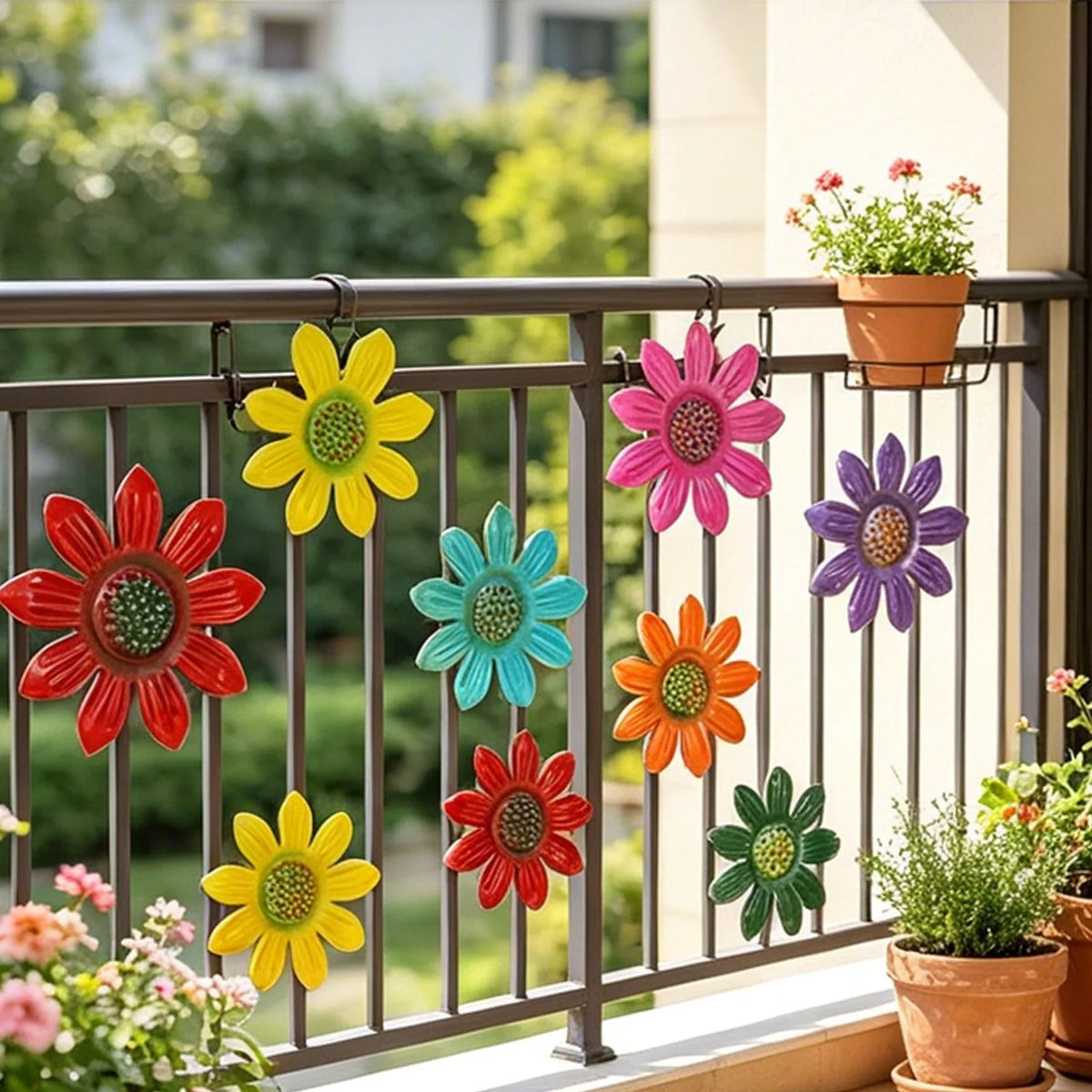 Flower Wall Decor Iron 3D Daisy Weather-Resistant