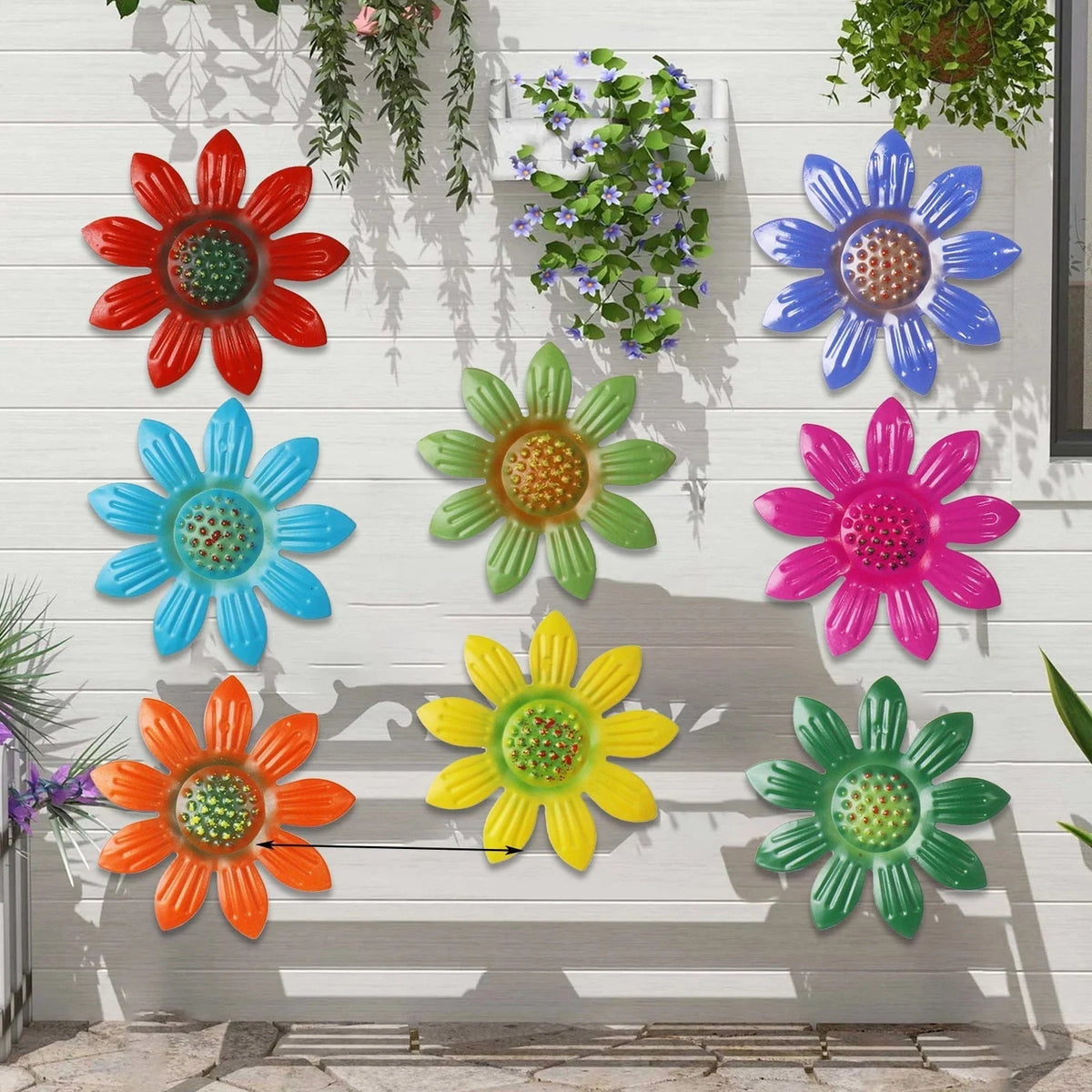 Flower Wall Decor Iron 3D Daisy Weather-Resistant