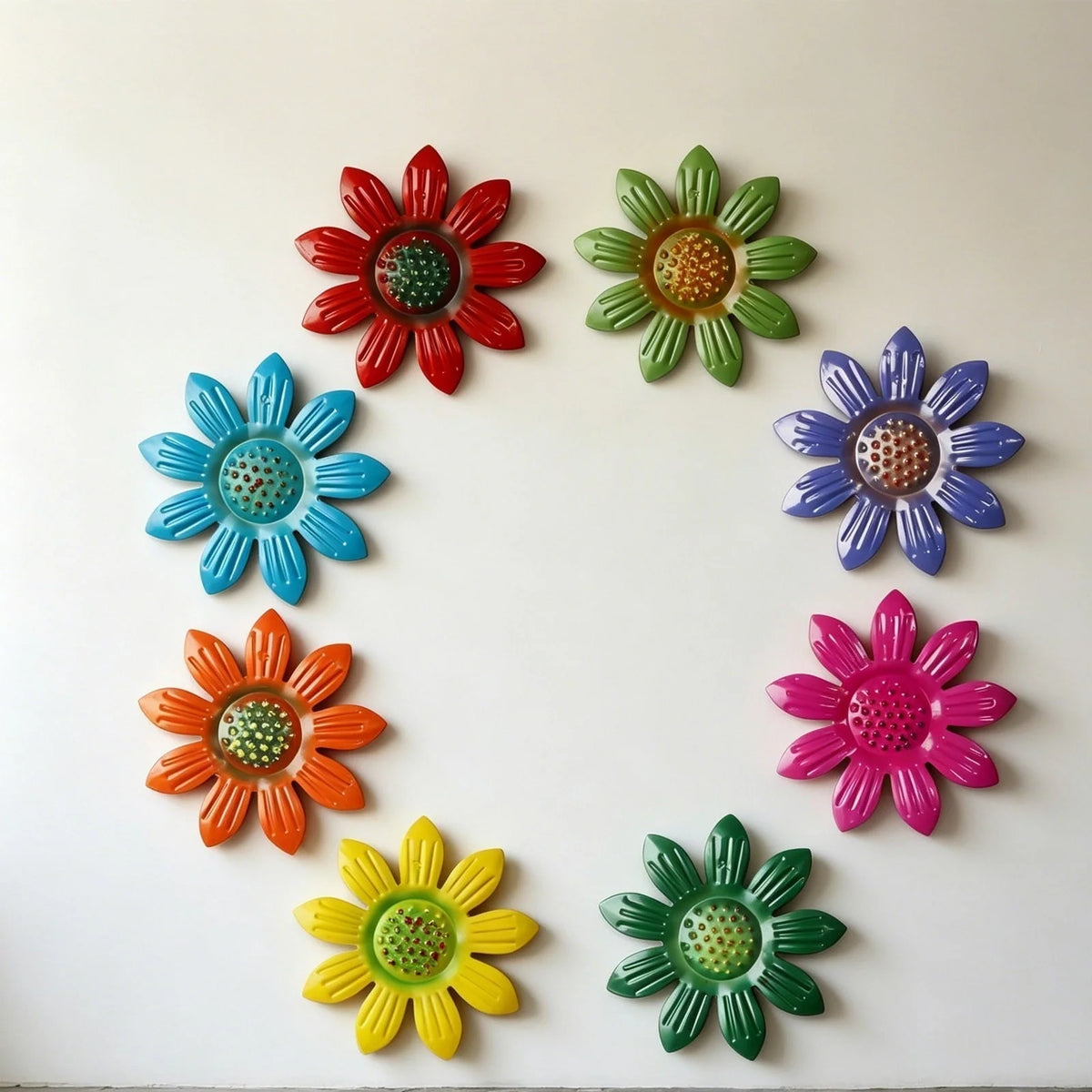 Flower Wall Decor Iron 3D Daisy Weather-Resistant