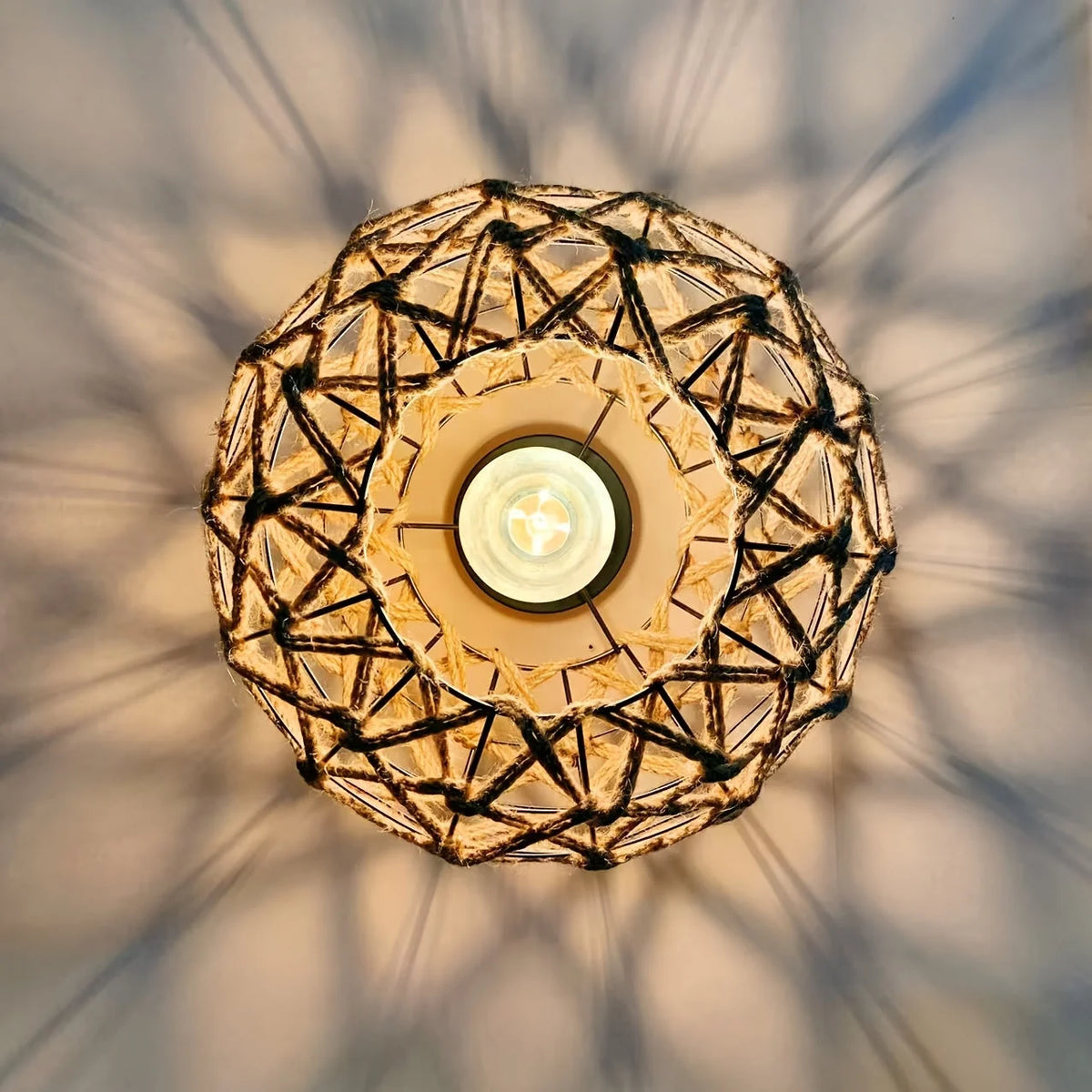 Flush Ceiling Light Handwoven Hemp Rope