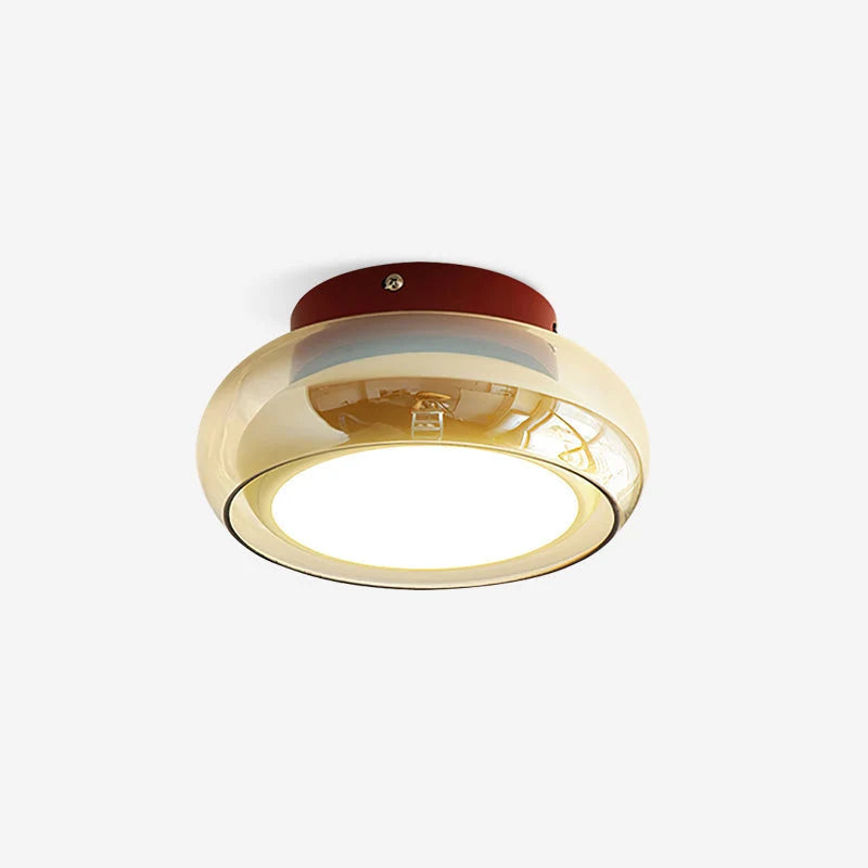 Flush Ceiling Light Mid-Century Textured Glass Diffuser
