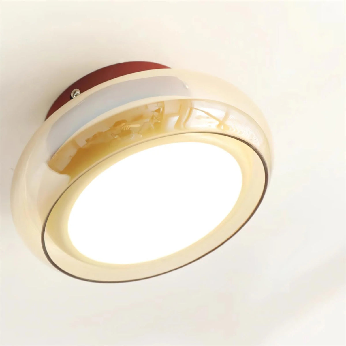 Flush Ceiling Light Mid-Century Textured Glass Diffuser