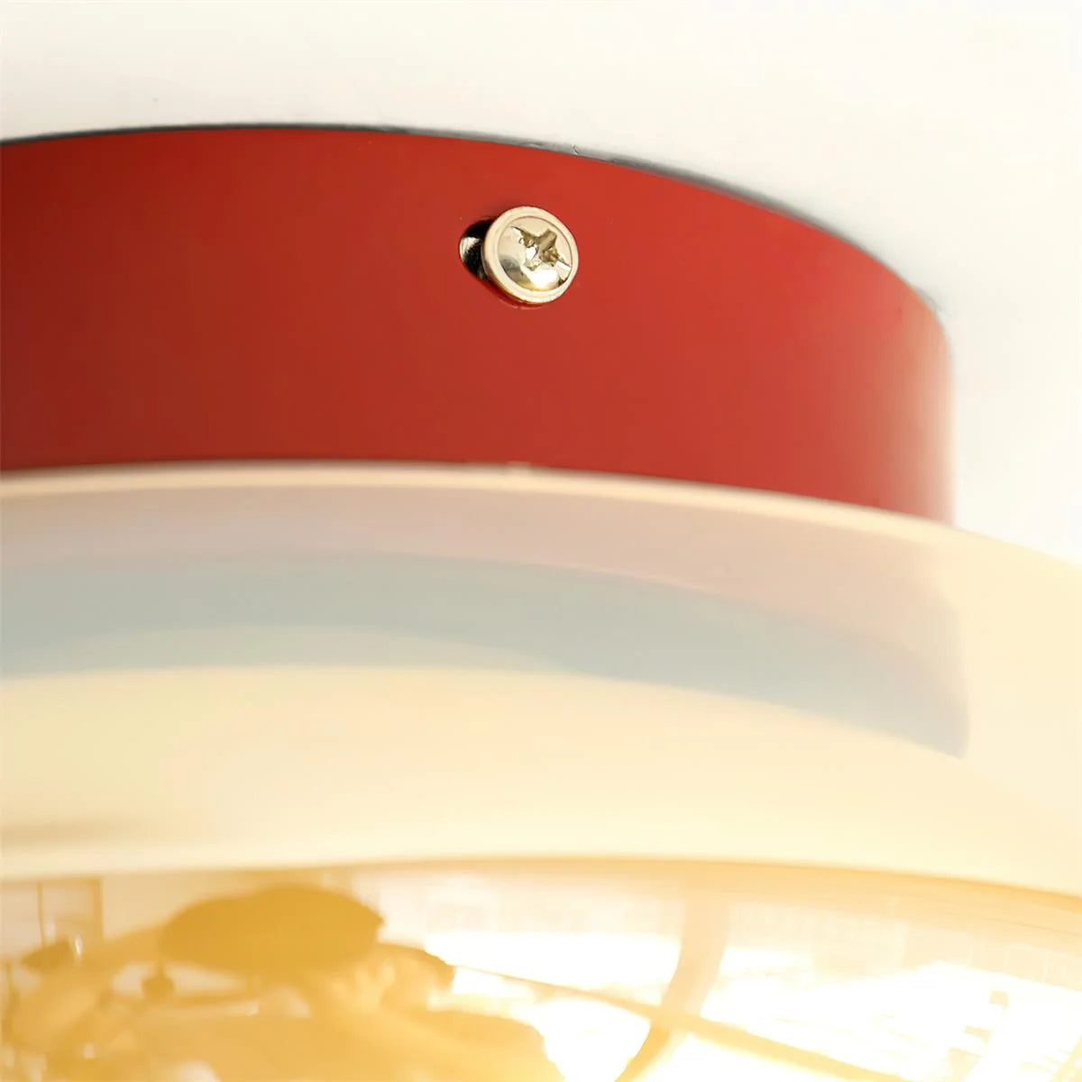 Flush Ceiling Light Mid-Century Textured Glass Diffuser