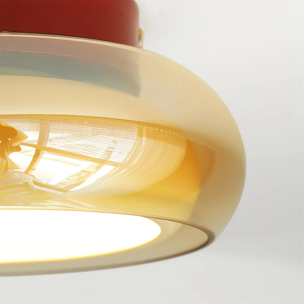 Flush Ceiling Light Mid-Century Textured Glass Diffuser