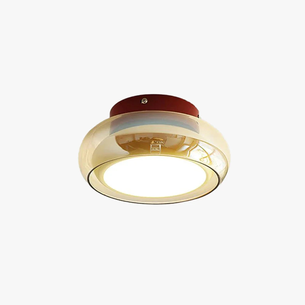 Flush Ceiling Light Mid-Century Textured Glass Diffuser