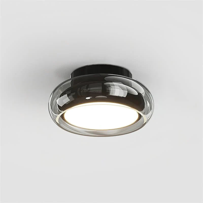 Flush Ceiling Light Mid-Century Textured Glass Diffuser