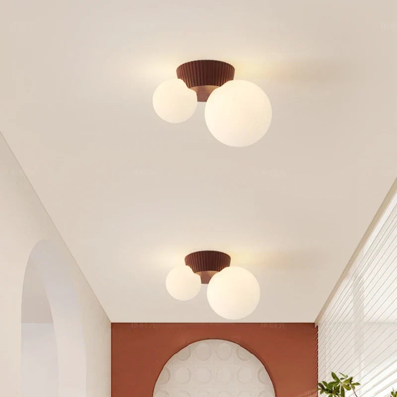 Flush Mount Ceiling Light Dual Opal Globes