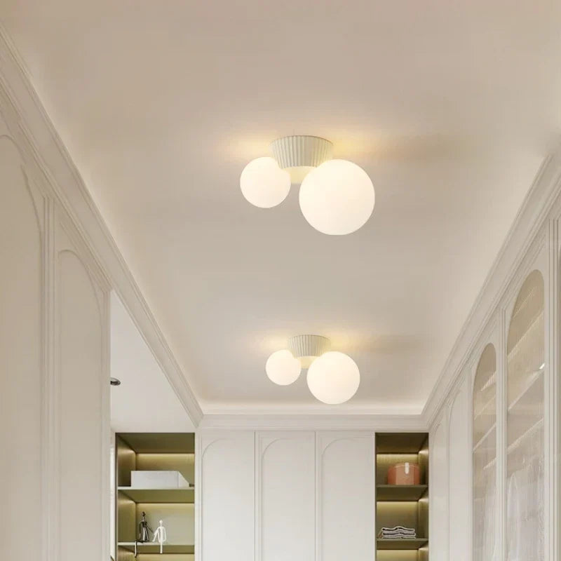 Flush Mount Ceiling Light Dual Opal Globes