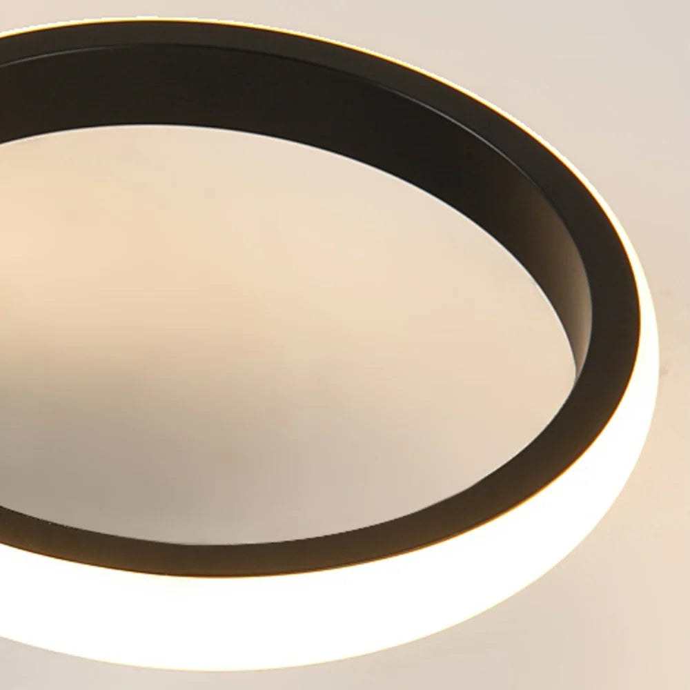 Flush-Mount Ceiling Light Integrated LED Black Metal & Opal Diffuser