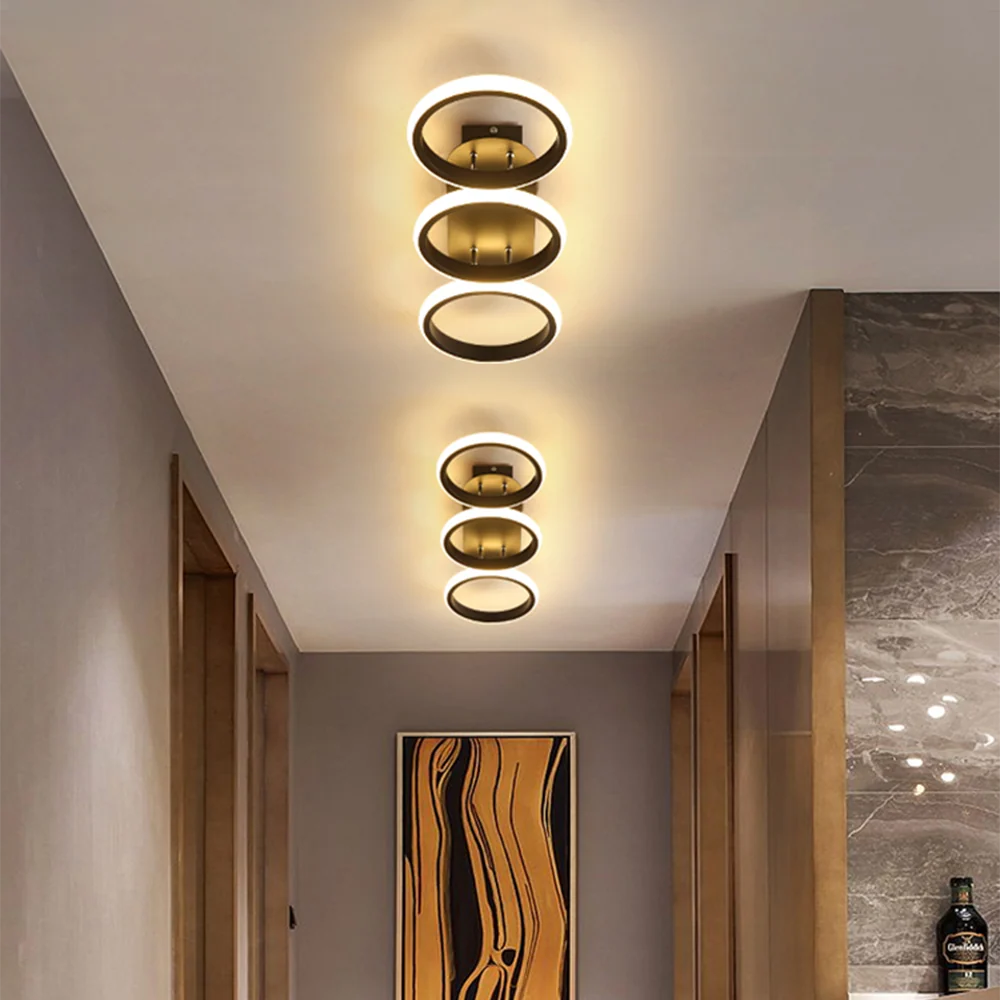 Flush-Mount Ceiling Light Integrated LED Black Metal & Opal Diffuser