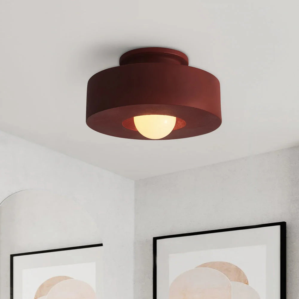 Flush-Mount Ceiling Light Matte Ceramic-Look Integrated LED & Dimmable