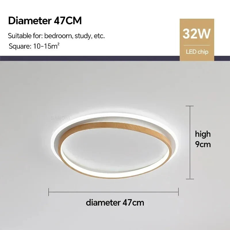 Flush Mount Ceiling Light Walnut Ring Integrated Color-Adjustable LED