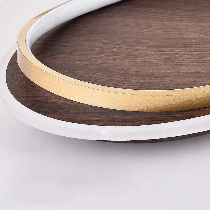 Flush Mount Ceiling Light Walnut Ring Integrated Color-Adjustable LED