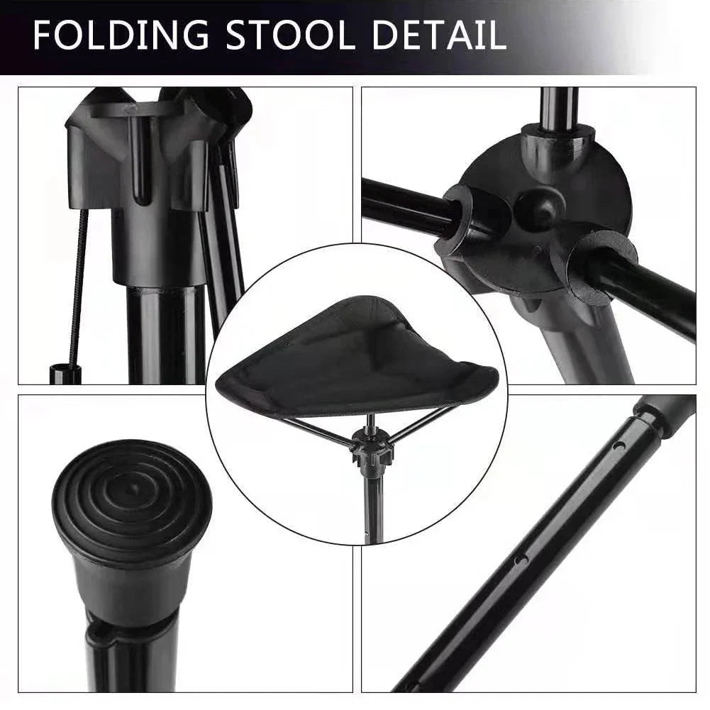 Folding Camping Stool Adjustable Height Lightweight Compact Design