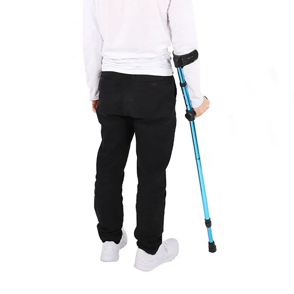 Folding Crutch Height Adjustable Ergonomic Grip & Non-Slip Tip