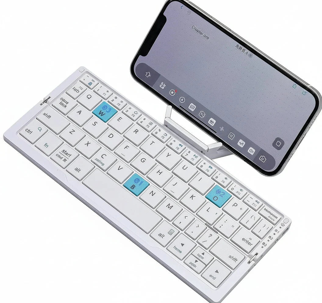 Folding Keyboard Wireless 3-Device Memory Rotating Stands