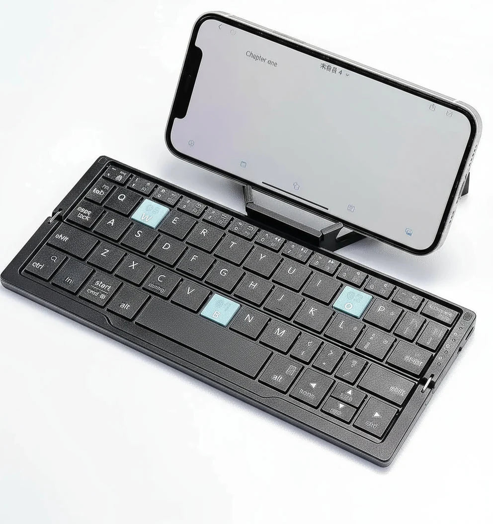 Folding Keyboard Wireless 3-Device Memory Rotating Stands