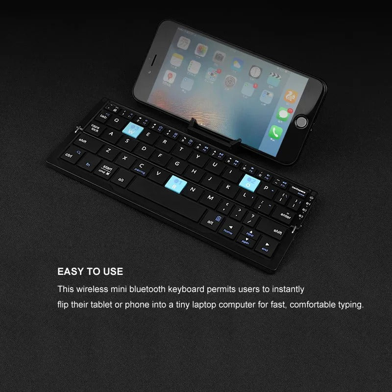 Folding Keyboard Wireless 3-Device Memory Rotating Stands