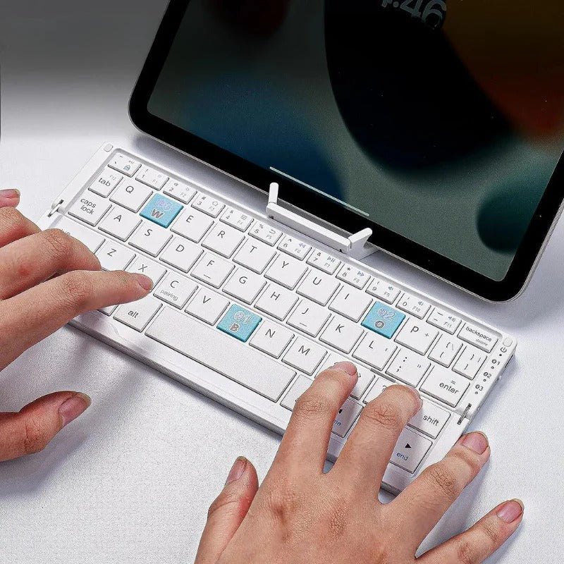 Folding Keyboard Wireless 3-Device Memory Rotating Stands