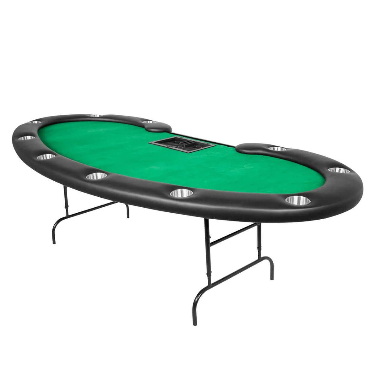 Folding Poker Table Kidney Bean Dealer Cutout Felt Surface