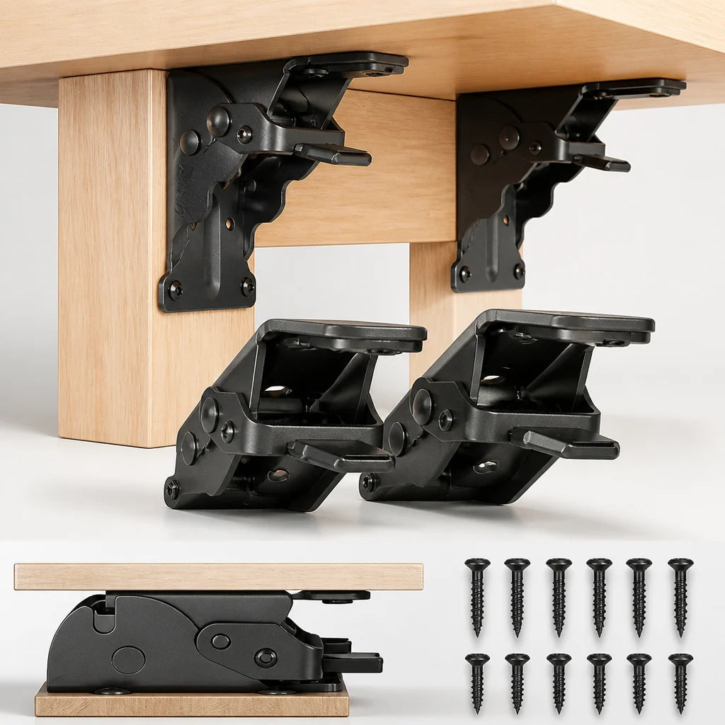 Folding Table Leg Bracket Steel Self-Locking 500 Lb Capacity